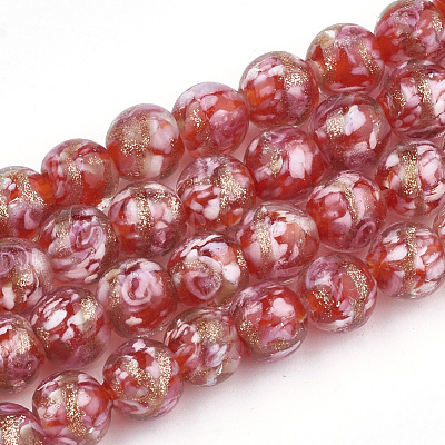 Handmade Gold Sand Lampwork Beads LAMP-T006-10G-1