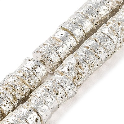 Electroplated Natural Lava Rock Beads Strands G-I360-A01-04-1