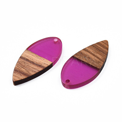 Transparent Resin & Walnut Wood Pendants RESI-N025-031-C05-1