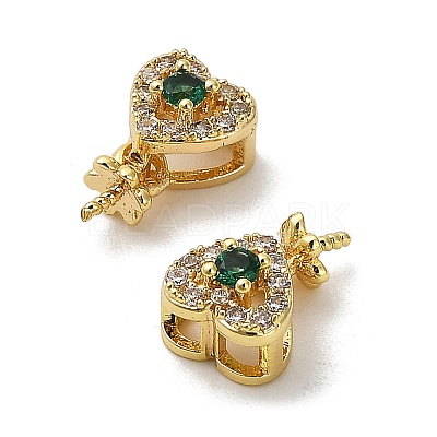 Heart Rack Plating Brass Micro Pave Cubic Zirconia Peg Bails KK-S397-11G-1