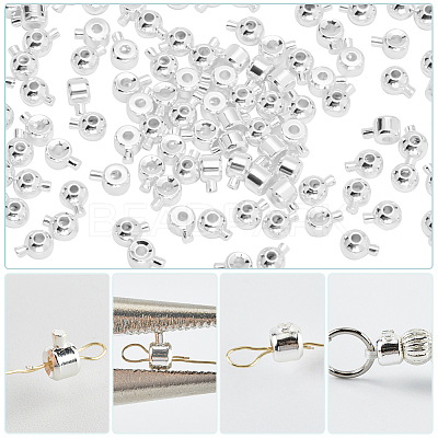 100Pcs 2 Styles Brass Crimp Beads KK-BBC0014-28S-1