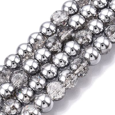Electroplated Crackle Glass Beads Strands X-EGLA-N014-6mm-03-1