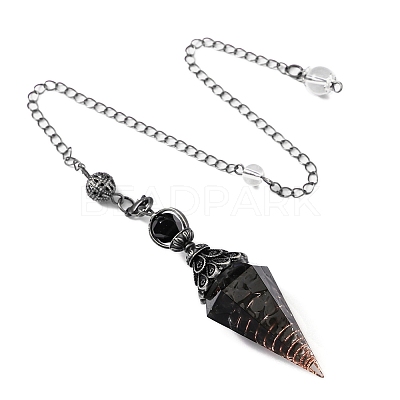 Natural Obsidian & Resin Hexagonal Pointed Dowsing Pendulums PW-WG7D05E-08-1