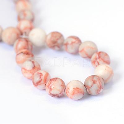 Natural Red Netstone Round Bead Strands G-E334-6mm-06-1