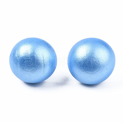 Painted Half Round Schima Wood Earrings for Girl Women EJEW-T017-02B-1