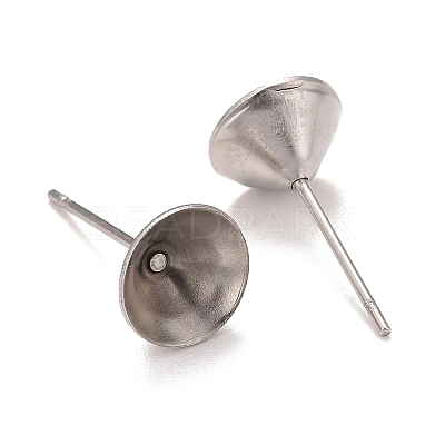 304 Stainless Steel Post Stud Earring Settings X1-STAS-L238-082F-P-1