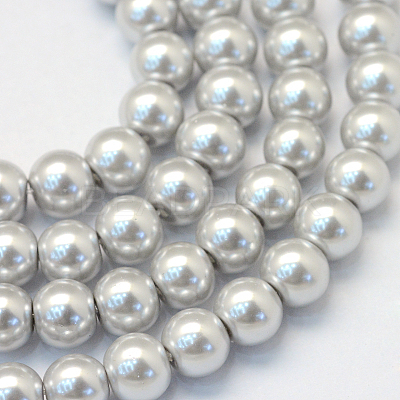 Baking Paint Pearlized Glass Pearl Round Bead Strands X-HY-Q003-4mm-62-1