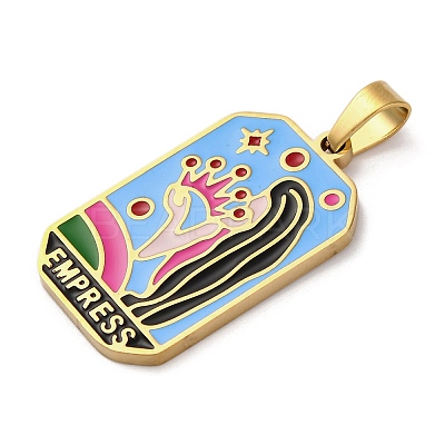 Ion Plating(IP) 304 Stainless Steel Enamel Pendants STAS-Q003-01G-07-1