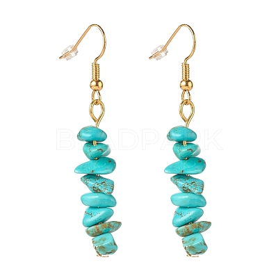 Synthetic Turquoise Chip Beaded Dangle Earrings EJEW-JE04788-07-1