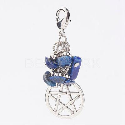 Natural Mixed Stone Chips Pendants HJEW-JM00260-1