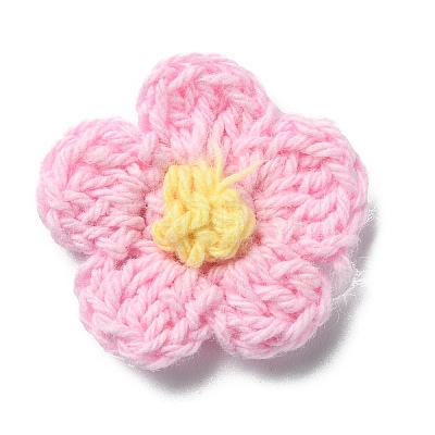 Two Tone Plum Blossom Handmade Crochet Cotton Ornament Accessories AJEW-WH0326-51G-1