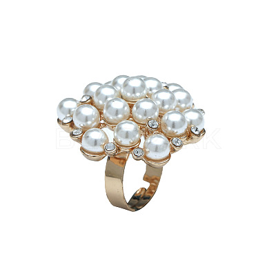 Round Plastic Imitation Pearl Finger Rings XJ9794-1