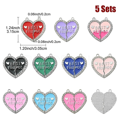 5 Sets 5 Colors Alloy Enamel Split Pendant ENAM-YW0001-98B-1