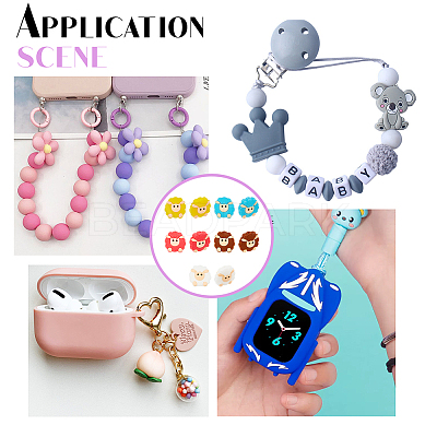 10Pcs 5 Colors Food Grade Eco-Friendly Silicone Focal Beads SIL-NB0001-16-1