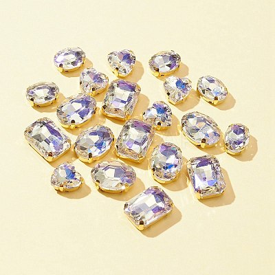 20Pcs 4 Styles Heart & Oval & Rectangle Sew on Rhinestone GLAA-FS0001-51B-1