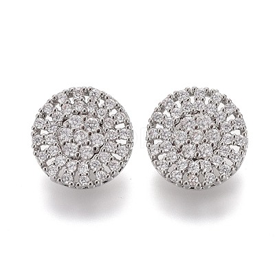 Brass Micro Pave Clear Cubic Zirconia Shank Buttons KK-H738-22P-1