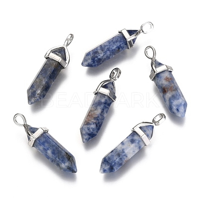 Natural Blue Spot Jasper Double Terminated Pointed Pendants G-F295-04C-1