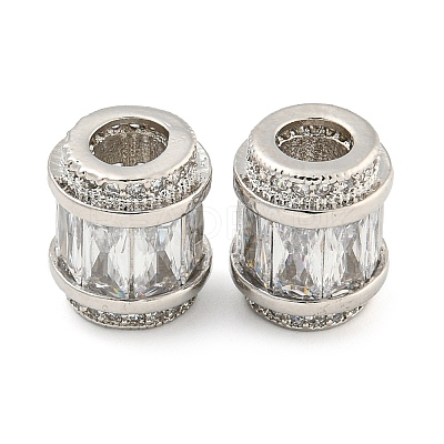 Rack Plating Brass Micro Pave Cubic Zirconia European Beads KK-F089-31P-08-1