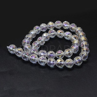 Electroplated Natural Quartz Crystal Beads Strands G-K285-10-8mm-1