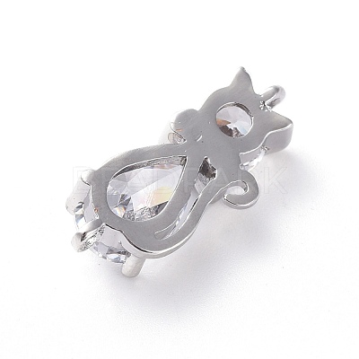 Brass Micro Pave Cubic Zirconia Kitten Links Connectors X-ZIRC-G157-50P-1