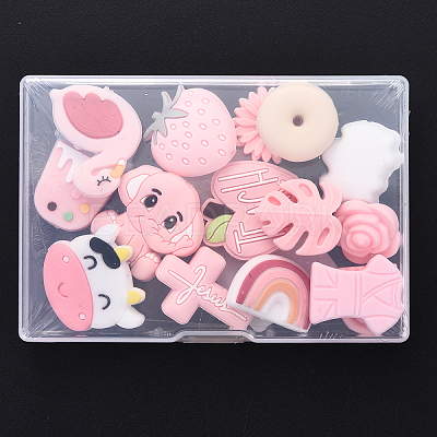 15Pcs 15 Styles Food Grade Eco-Friendly Silicone Focal Beads SIL-YW0001-51-1