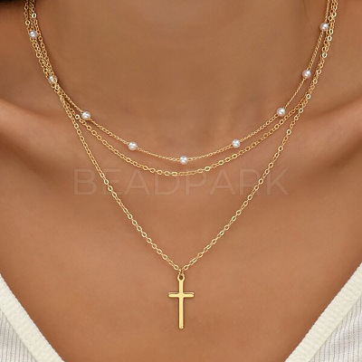 Alloy 3 Layer Necklaces for Women WG9523E-02-1