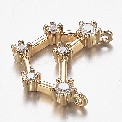 Brass Micro Clear Cubic Zirconia Charms ZIRC-F120-019G-06-1