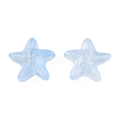 Transparent Spray Painted Glass Beads GLAA-N035-027-C02-1