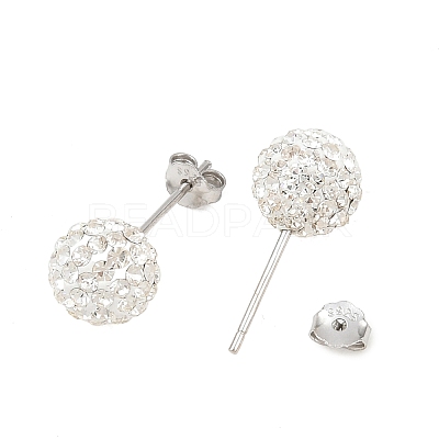 Gifts for Her Valentines Day 925 Sterling Silver Austrian Crystal Rhinestone Ball Stud Earrings for Girl Q286H011-1