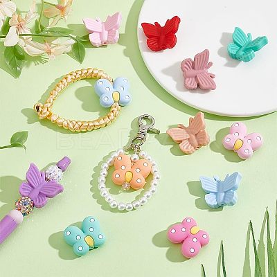 20Pcs 20 Styles Butterfly Food Grade Eco-Friendly Silicone Focal Beads SIL-PH0001-34-1