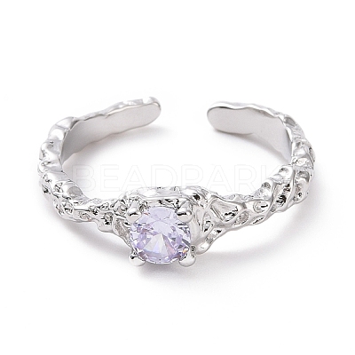 Cubic Zirconia Open Cuff Ring RJEW-D119-10P-1