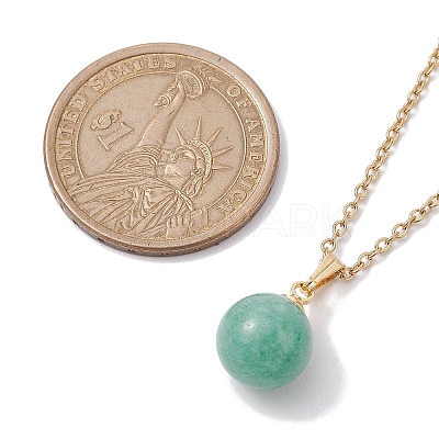 Round Gemstone Pendant Necklaces NJEW-JN04718-02-1