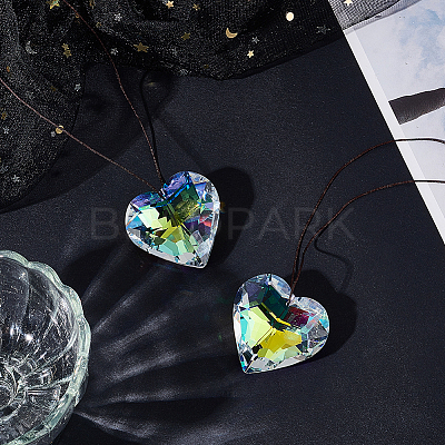 2Pcs Glass Heart Pendant Decorations AJEW-BBC0002-30A-1