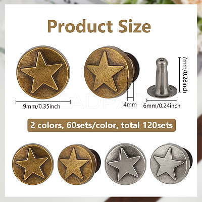 12 Bags 2 Colors Zinc Alloy Decorative Rivets FIND-FG0005-52B-1