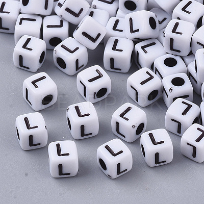 White Opaque Acrylic Beads MACR-R869-02L-1