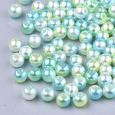 Rainbow ABS Plastic Imitation Pearl Beads X1-OACR-Q174-10mm-03-1