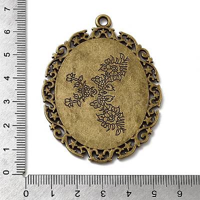 Tibetan Style Alloy Oval Big Pendant Cabochon Settings TIBEP-553-AB-FF-1