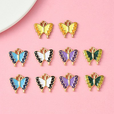 10Pcs 5 Colors Alloy Enamel Pendants ENAM-YW0003-78-1