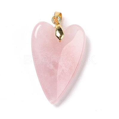 Natural Rose Quartz Pendants X-G-E570-01G-06-1