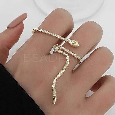 Snake Brass Micro Pave Cubic Zirconia Cuff Rings FS-WG5D2E3-09-1
