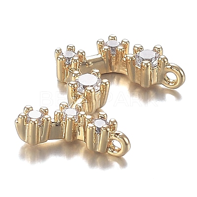 Brass Micro Clear Cubic Zirconia Pendants ZIRC-F120-019G-05-1