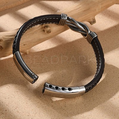 Braided Microfiber Leather Cord Bracelets for Men BJEW-Z081-03P-02-1