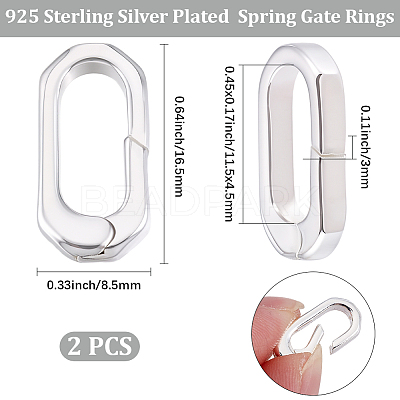 2Pcs Brass Spring Gate Rings KK-BBC0024-20S-1