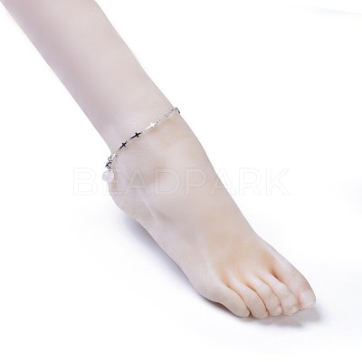 304 Stainless Steel Cross Link Anklets AJEW-AN00254-05-1