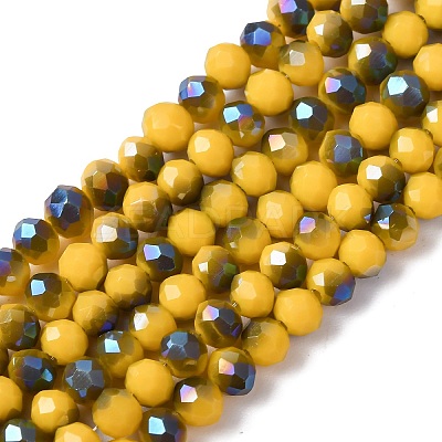 Electroplate Opaque Solid Color Glass Beads Strands EGLA-A034-P4mm-I15-1