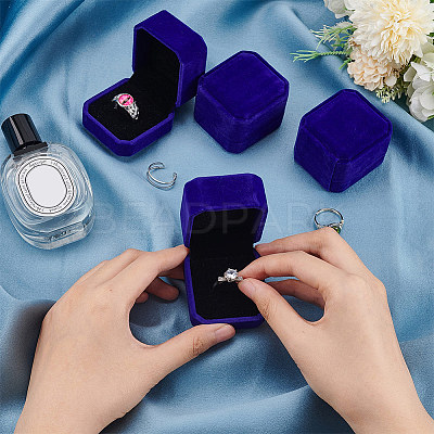 Square Velvet Ring Boxes LS-VBOX-WH0002-01D-1
