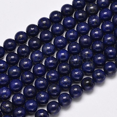 Dyed Natural Lapis Lazuli Round Bead Strands G-M290-8mm-AA-1