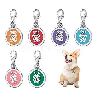 6Pcs 6 Colors Zinc Alloy Enamel Pendant Decorations AJEW-GA0008-07-1