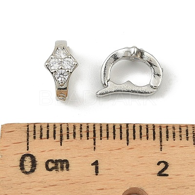 Brass Micro Pave Clear Cubic Zirconia Fold Over Clasps KK-C107-11P-1