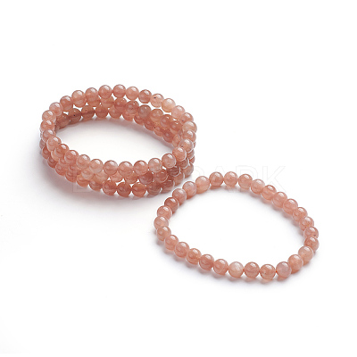 Natural Sunstone Stretch Bracelets LS-BJEW-E373-6mm-13-1